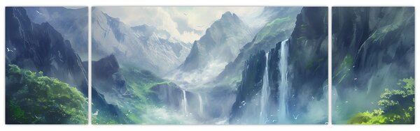 Obraz - Údolí vodopádů (170x50 cm)