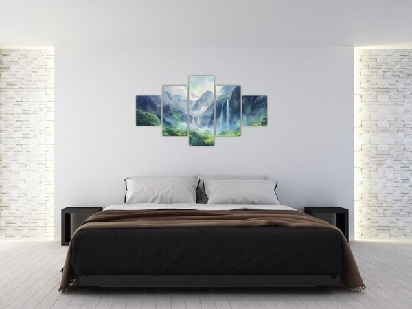 Obraz - Údolí vodopádů (125x70 cm)