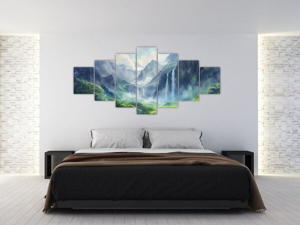 Obraz - Údolí vodopádů (210x100 cm)