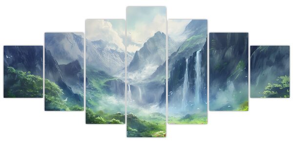 Obraz - Údolí vodopádů (210x100 cm)