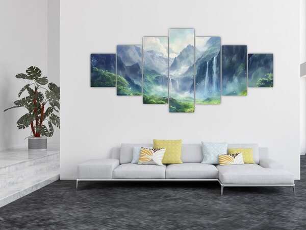 Obraz - Údolí vodopádů (210x100 cm)