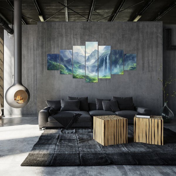 Obraz - Údolí vodopádů (210x100 cm)