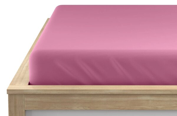 Bavlněné prostěradlo s gumou STANDARD 90 x 200 cm růžové