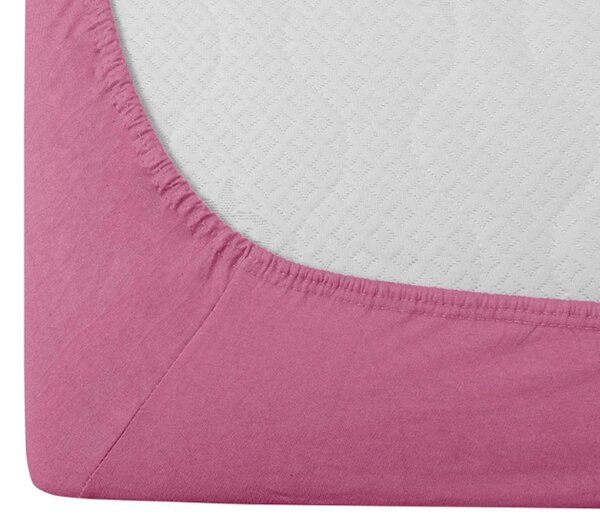 Bavlněné prostěradlo s gumou STANDARD 90 x 200 cm růžové