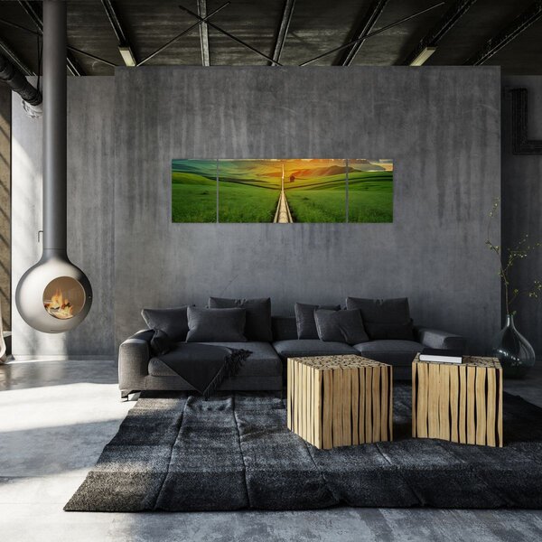 Obraz - Východ slunce nad údolím (170x50 cm)
