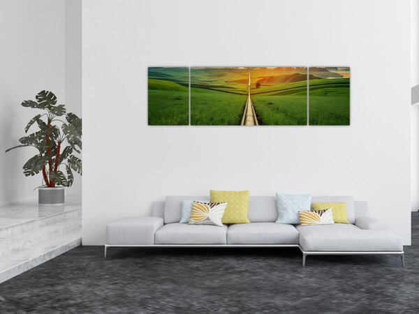 Obraz - Východ slunce nad údolím (170x50 cm)