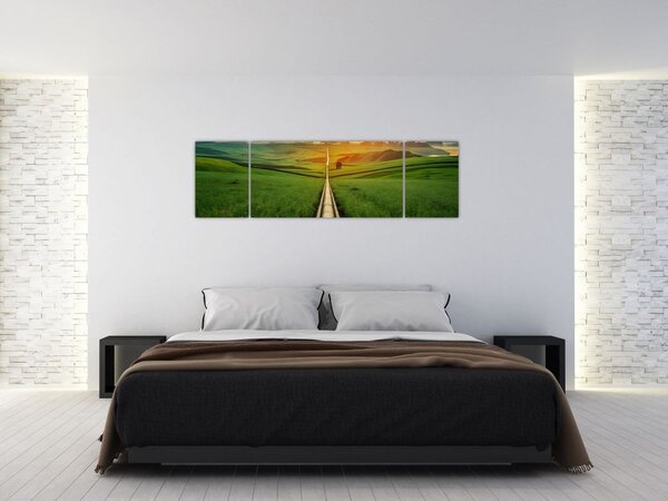 Obraz - Východ slunce nad údolím (170x50 cm)