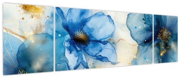 Obraz - Květinová, inkoustová malba (170x50 cm)