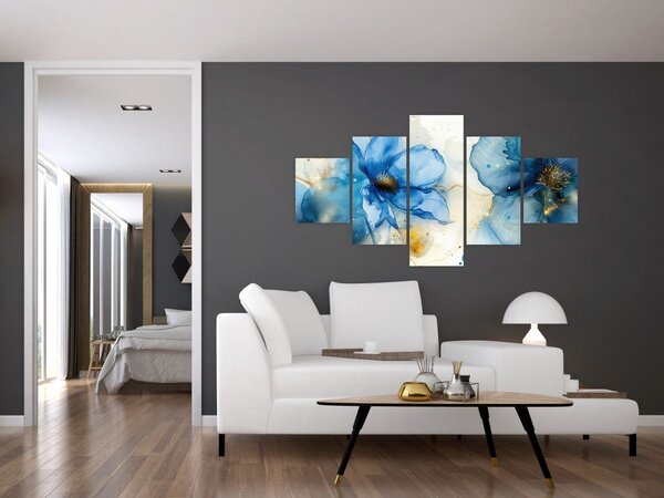 Obraz - Květinová, inkoustová malba (125x70 cm)