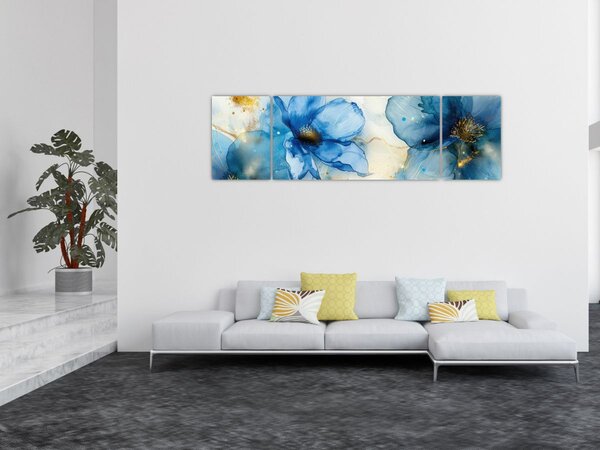 Obraz - Květinová, inkoustová malba (170x50 cm)