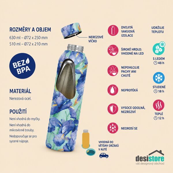 Nerezová termoláhev Solid, 850ml, Quokka, černá