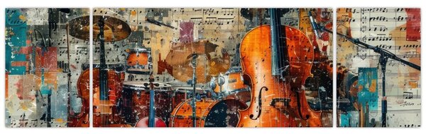 Obraz - Hudební nástroje (170x50 cm)