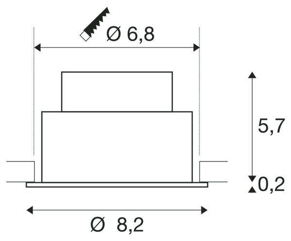 BIG WHITE SLV NEW TRIA 68 stropní vestavné svítidlo, 3000K, 38°, IP 20 / IP 65, kulaté, černá 1007408