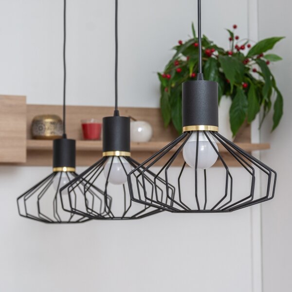 Lustr na lanku SOLANO 3xE27/15W/230V černá/zlatá