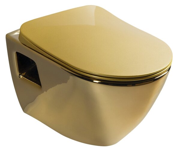 Sapho, PAULA závěsná WC mísa, 35,5x50cm, zlatá, TP325-AK00