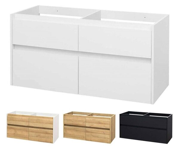 Mereo, Opto, koupelnová skříňka 121 cm, bílá, dub, bílá/dub, černá, CN913S