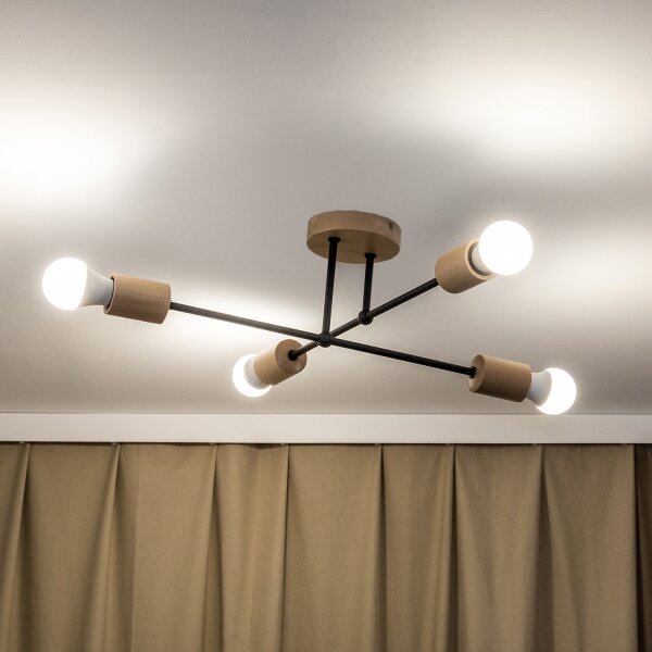 Přisazený lustr CAMBRIDGE 4xE27/15W/230V borovice