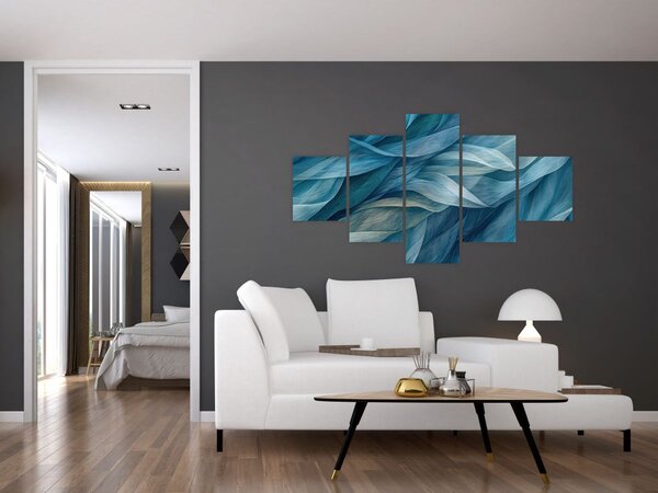 Obraz - Modrobílé vlnky (125x70 cm)
