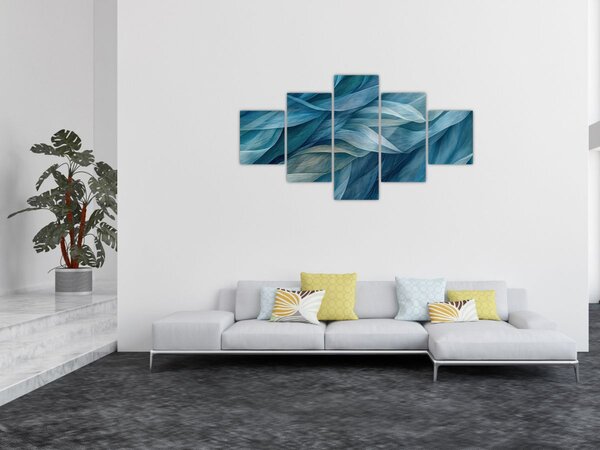 Obraz - Modrobílé vlnky (125x70 cm)