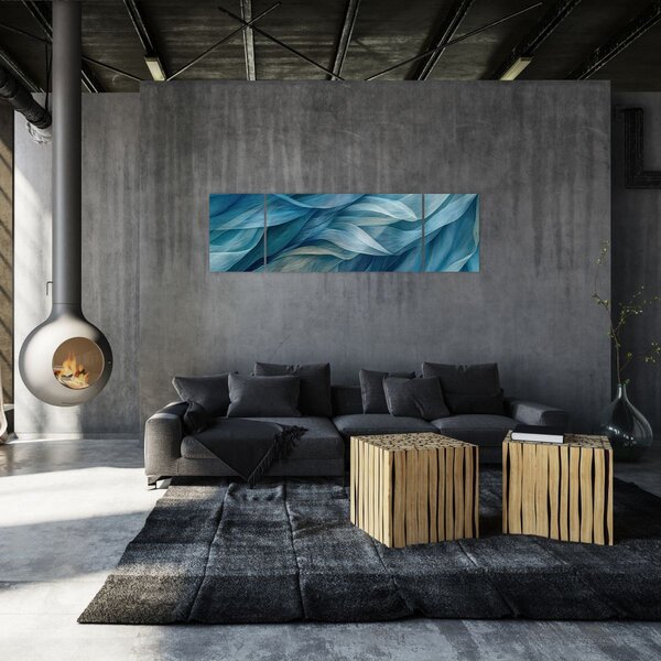 Obraz - Modrobílé vlnky (170x50 cm)
