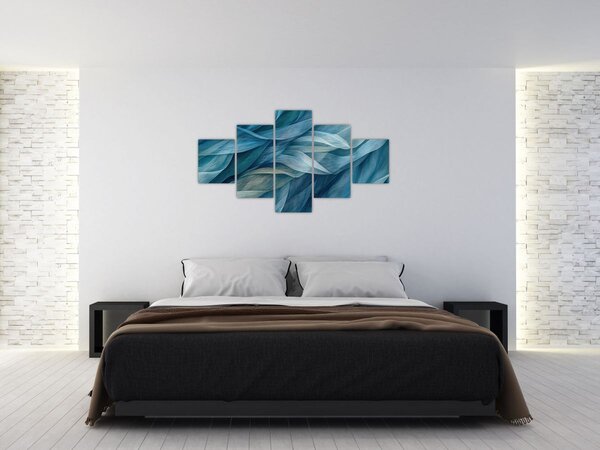 Obraz - Modrobílé vlnky (125x70 cm)