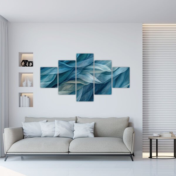 Obraz - Modrobílé vlnky (125x70 cm)