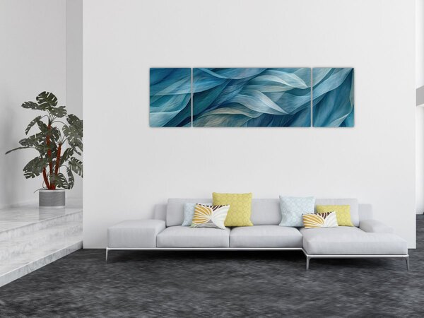 Obraz - Modrobílé vlnky (170x50 cm)