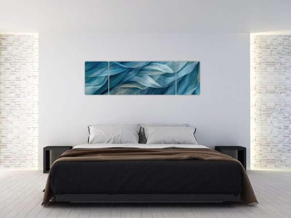 Obraz - Modrobílé vlnky (170x50 cm)