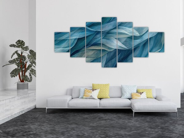 Obraz - Modrobílé vlnky (210x100 cm)