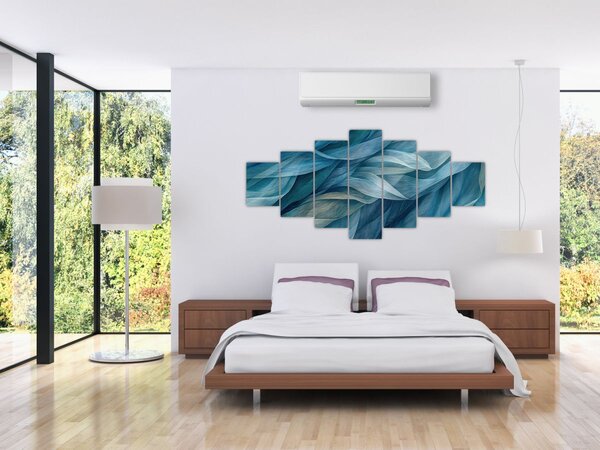 Obraz - Modrobílé vlnky (210x100 cm)