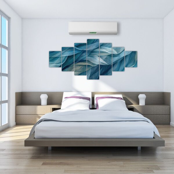 Obraz - Modrobílé vlnky (210x100 cm)