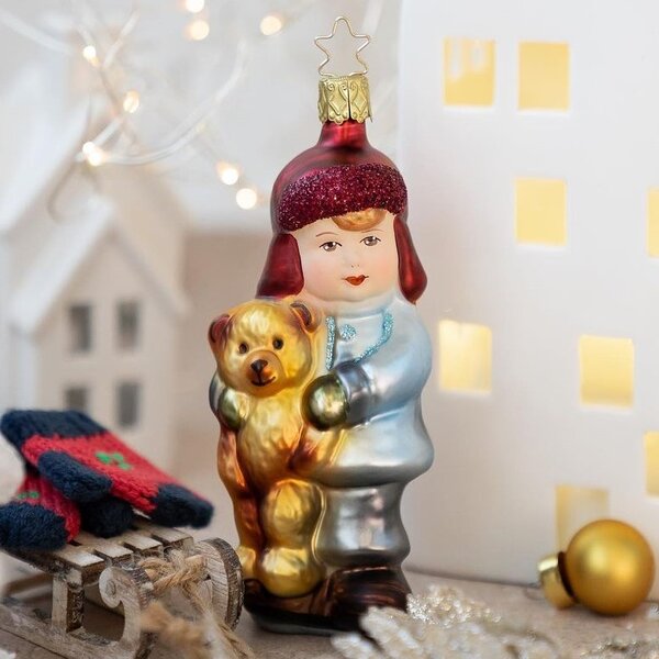 Dům Vánoc Sběratelská skleněná ozdoba na stromeček Můj medvídek