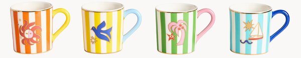 Sada porcelánových šálků na espresso's podšálky Playa, 4 díly