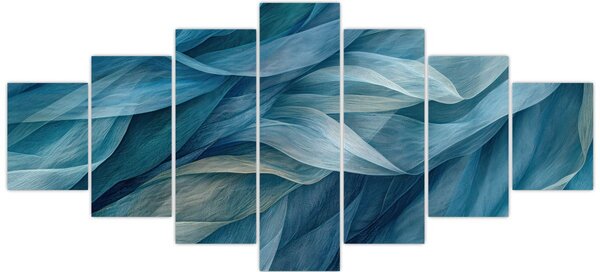 Obraz - Modrobílé vlnky (210x100 cm)