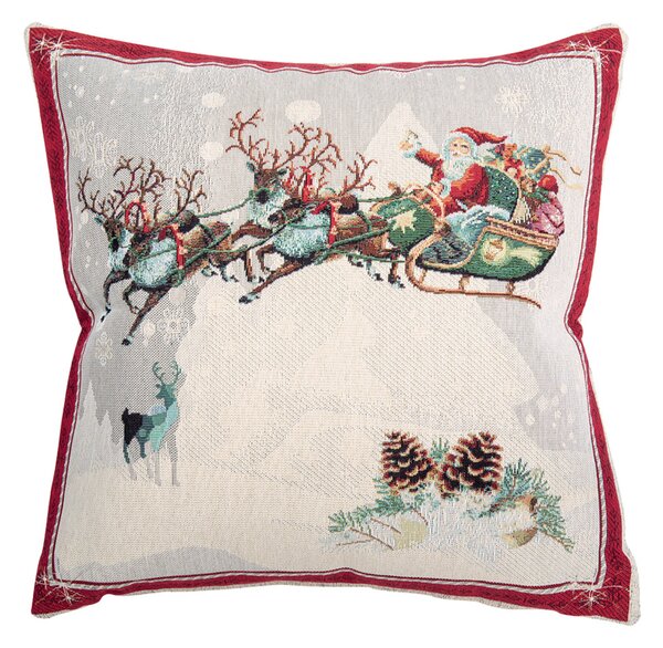 Gobelínový vánoční povlak na polštář s motivem Santa 45x45 cm