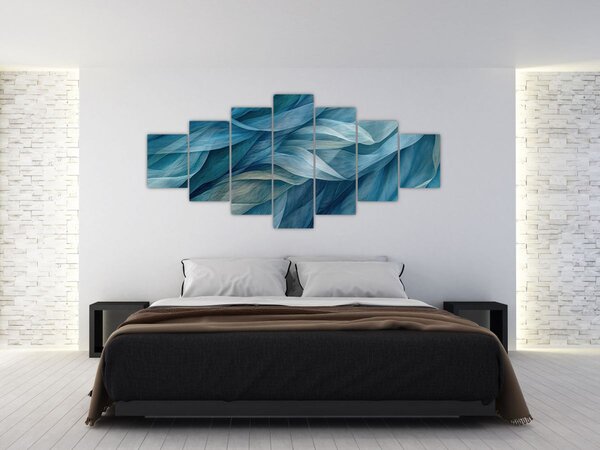Obraz - Modrobílé vlnky (210x100 cm)