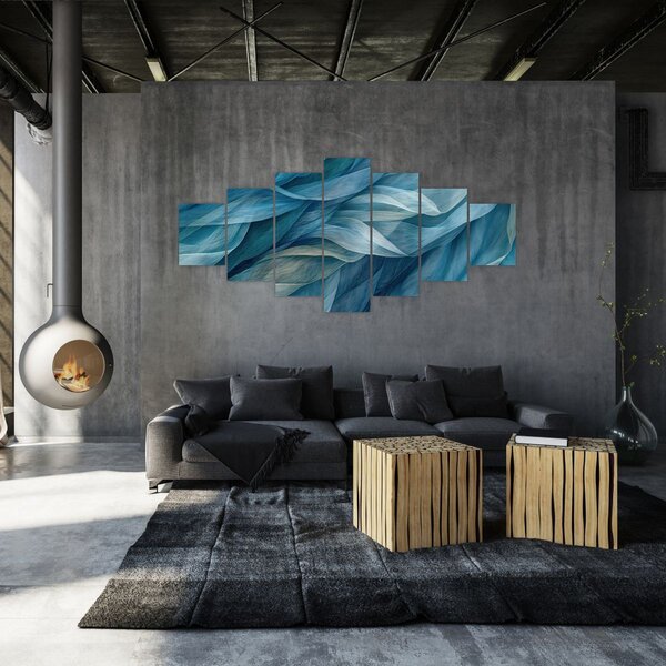 Obraz - Modrobílé vlnky (210x100 cm)