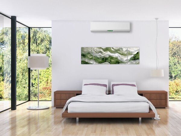 Obraz - Zelenobílé vlnky (170x50 cm)