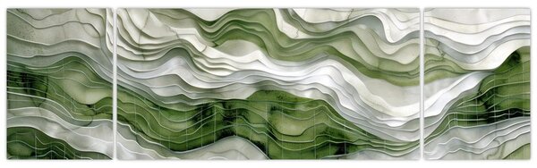 Obraz - Zelenobílé vlnky (170x50 cm)