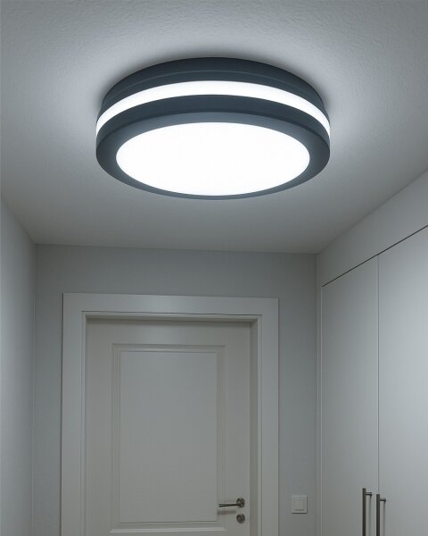 LED Stropní svítidlo se senzorem pohybu LED/20W/230V 3000/4000/6500K IP54 antr