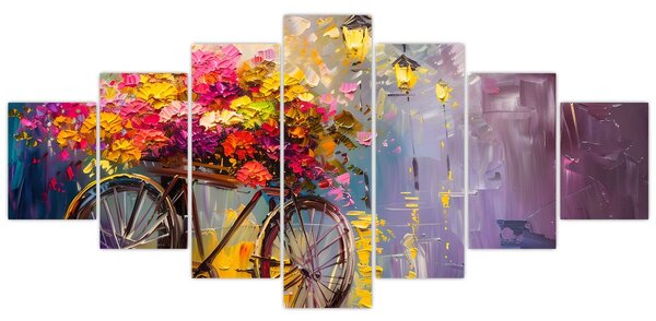 Obraz - Kolo s květinami (210x100 cm)