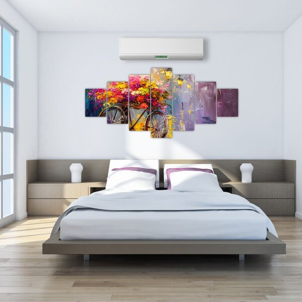 Obraz - Kolo s květinami (210x100 cm)