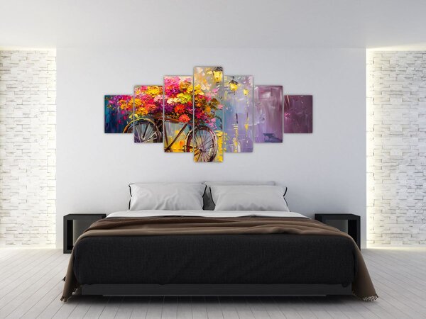 Obraz - Kolo s květinami (210x100 cm)