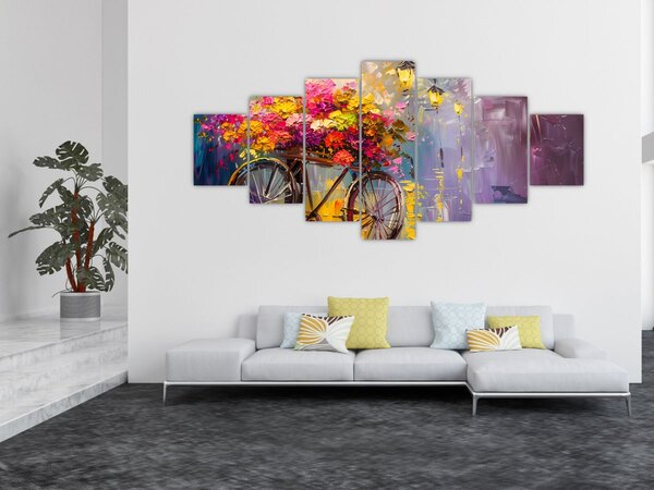 Obraz - Kolo s květinami (210x100 cm)