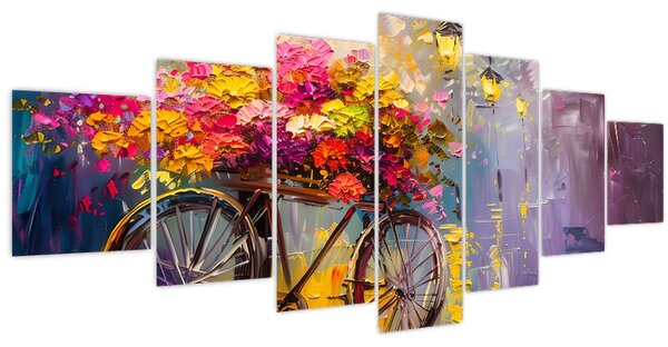 Obraz - Kolo s květinami (210x100 cm)