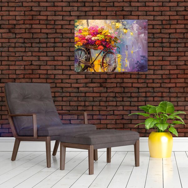 Obraz - Kolo s květinami (70x50 cm)