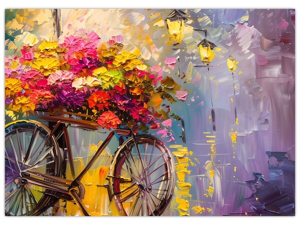 Obraz - Kolo s květinami (70x50 cm)