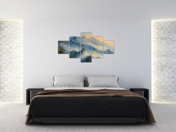 Obraz - Malovaná horská krajina (125x70 cm)