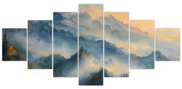 Obraz - Malovaná horská krajina (210x100 cm)