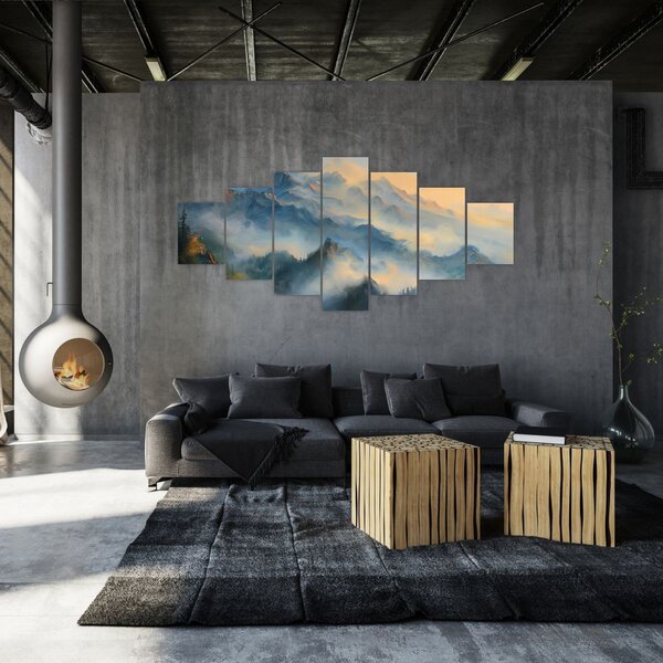 Obraz - Malovaná horská krajina (210x100 cm)